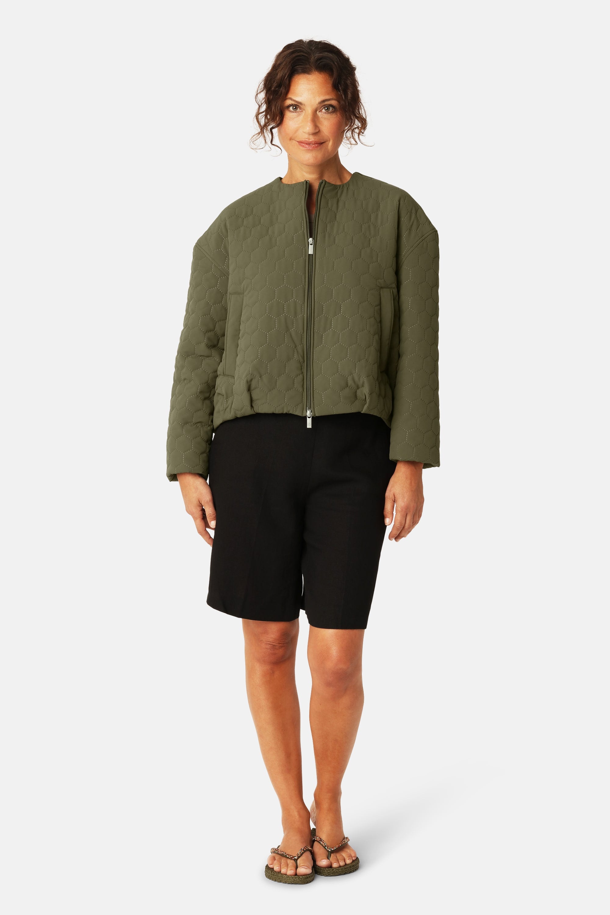 Short Quilted Jacket - Olive Night